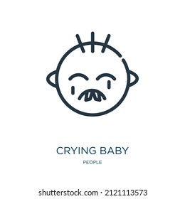 crying baby thin line icon. child, baby linear icons from people concept isolated outline sign. Vector illustration symbol element for web design and apps.