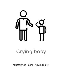 crying baby vector line icon. Simple element illustration. crying baby outline icon from people concept. Can be used for web and mobile