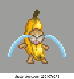 Crying banana, pixel art meme