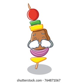 Crying barbecue character cartoon style