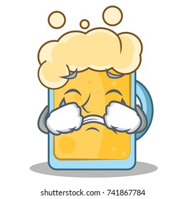 Crying beer character cartoon style