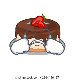 Crying berries cartoon cake on above table