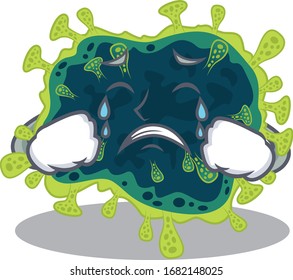 A Crying beta coronavirus cartoon mascot design style