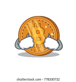 Crying bitcoin coin character cartoon