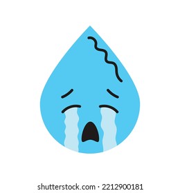Crying blue character in the shape of a drop color line icon. Mascot of emotions. Pictogram for web page, mobile app, promo.