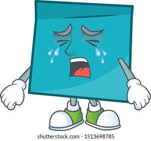 Crying blue rectangle sticker paper on white background.