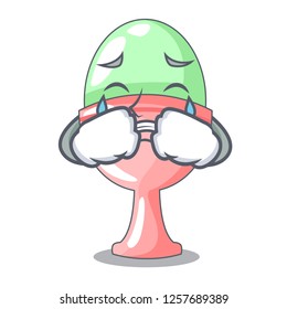 Crying boiled organic chicken egg in cartoon