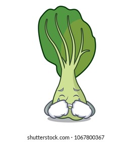 Crying bok choy mascot cartoon