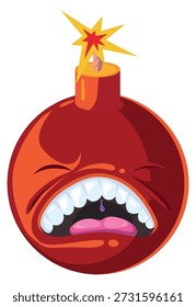 Crying bomb comic character. Sad boom mascot