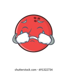 Crying bowling ball character cartoon