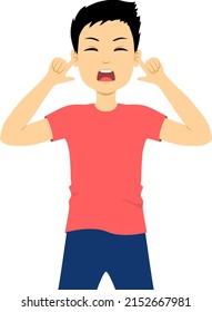 Chico llorando. Ilustración vectorial de dibujos animados.