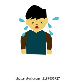 crying boy expression vector illustration