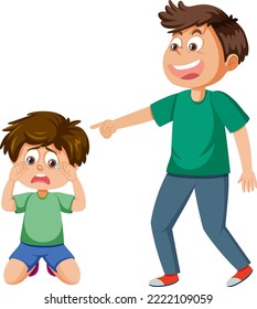 Crying boy get bullied by his friend illustration