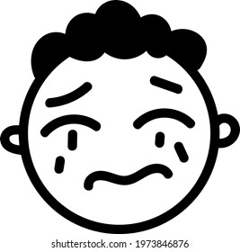 Crying boy, icon illustration, vector on white background