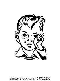 Crying Boy - Retro Clip Art