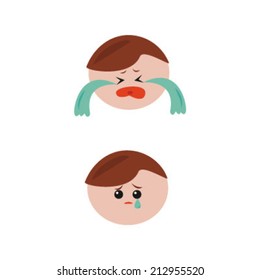 Crying boy, sobbing boy in vector