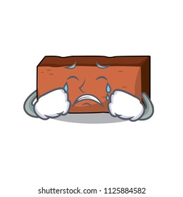 Crying brick mascot cartoon style