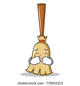 Crying broom character cartoon style