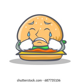 Crying burger character fast food