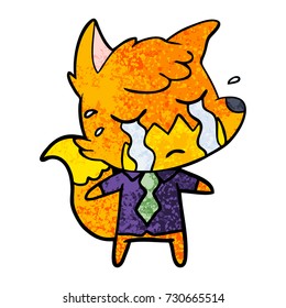 crying business fox cartoon