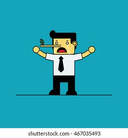 Crying Businessman with long nose.