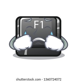Crying button f1 cartoon on the keyboard