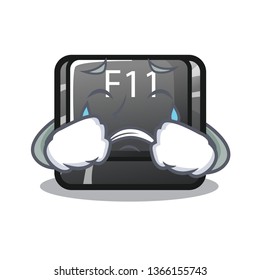 Crying button f11 isolated with the cartoon