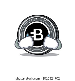 Crying Bytecoin coin mascot cartoon