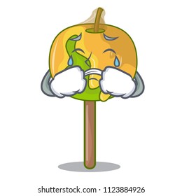 Crying candy apple mascot cartoon