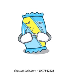 Crying candy mascot cartoon style