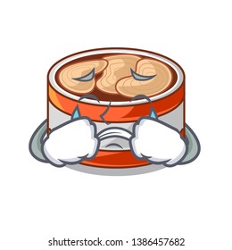 Crying canned tuna in the cartoon shape
