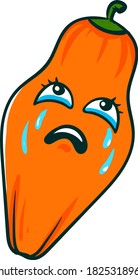 Crying carrot, illustration, vector on white background