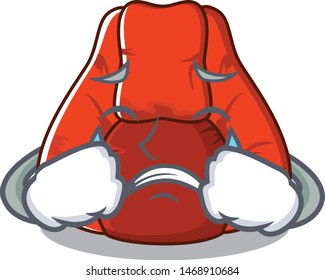 Crying cartoon bean bag chair in yard