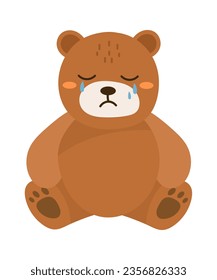 Crying Cartoon Bear Vector Illustration