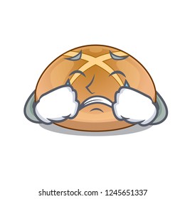 Crying cartoon with buns traditional hot cross