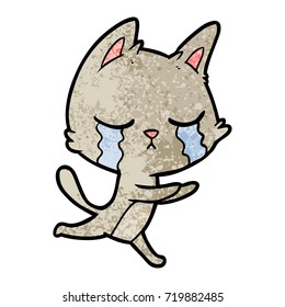 weinende Cartoon Katze läuft