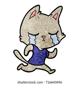 gatito de caricatura que huye