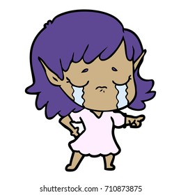 crying cartoon elf girl