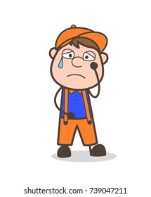 Crying Cartoon Employee After Failure Vector Illustration