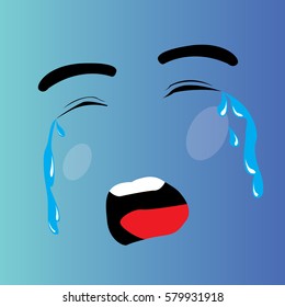 Crying cartoon facial expression design, Vector illustration
