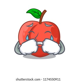 Crying cartoon fresh sweet nectarines in the garden