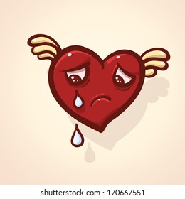 Crying cartoon heart