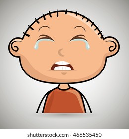 crying cartoon little boy over a white background,vector illustration