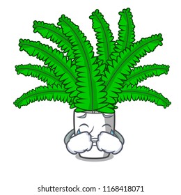 Crying cartoon natural green fern in the forest