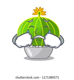 Crying cartoon notocactus fuscus with beautiful spines