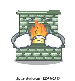 Crying cartoon stone fireplace with the flame