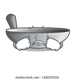 Crying cartoon wok on the kitchen utensil