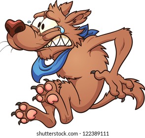 Crying cartoon wolf. Vector clip art illustration with simple gradients. All in a single layer.