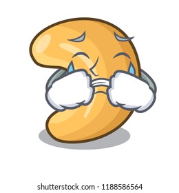Crying cashew nuts hot baked on table cartoon