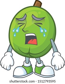 Crying casimiroa fruit cartoon character with mascot